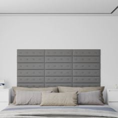 Vidaxl Nástěnné panely 12 ks šedé 60 x 15 cm umělá kůže 1,08 m²