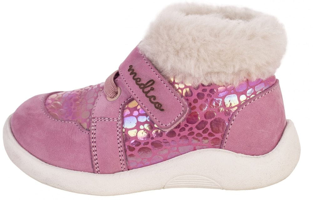 Medico dívčí zimní kožená kotníčková obuv EX5001/MW1 růžová 22