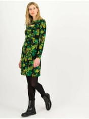 Blutsgeschwister Černo-zelené dámské květované šaty s průstřihem Blutsgeschwister Petite Rafinesse XS