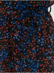 Trendyol Modro-černé dámské květované šaty se zavazováním Trendyol S