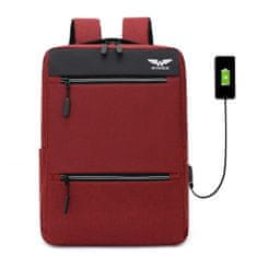Wings USB městský a turistický batoh, červený