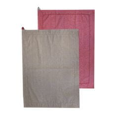 Home Elements  Utěrka z recyklované bavlny 2 ks, 50 x 70 cm, béžová a červená
