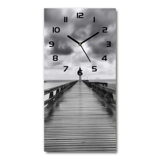 Wallmuralia Nástěnné hodiny tiché Maják bílé 30x60 cm