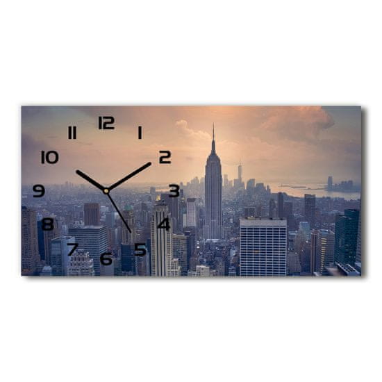 Wallmuralia Skleněné hodiny na stěnu Manhattan New York černé