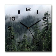 Wallmuralia Skleněné hodiny čtverec Lesní mlha bílé 30x30 cm