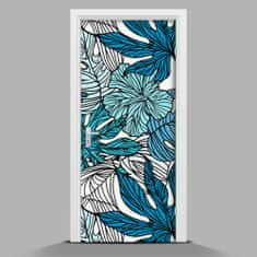 Wallmuralia Samolepící tapeta na dveře Modré květiny 75x205 cm