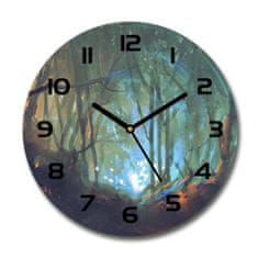 Wallmuralia Skleněné hodiny kulaté Mytický les bílé fi 30 cm