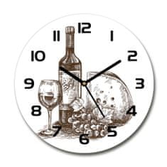 Wallmuralia Skleněné hodiny kulaté Víno bílé fi 30 cm