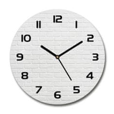 Wallmuralia Skleněné hodiny kulaté Zděná zeď bílé fi 30 cm