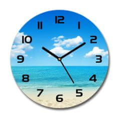 Wallmuralia Skleněné hodiny kulaté Rajská pláž bílé fi 30 cm