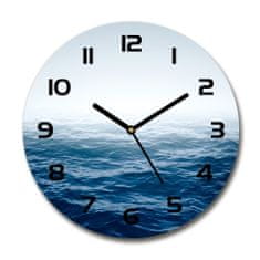 Wallmuralia Skleněné hodiny kulaté Mořské vlny bílé fi 30 cm