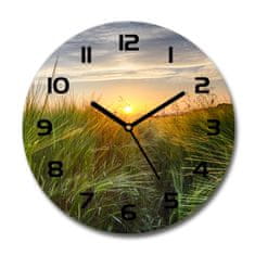Wallmuralia Skleněné hodiny kulaté Pole pšenice bílé fi 30 cm
