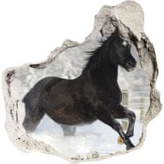 Wallmuralia Díra 3D fototapeta nálepka Kůň ve cvalu sníh 75x75 cm