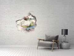 Wallmuralia Díra 3D foto tapeta nálepka Motýli a květiny 100x100 cm