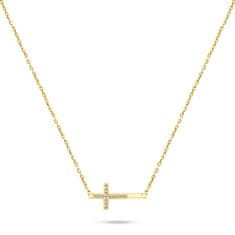 Brilio Silver Nadčasový pozlacený náhrdelník s křížkem NCL58Y