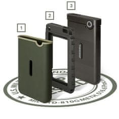 Transcend 1TB StoreJet 25M3G SLIM, USB 3.0, 2.5” Externí Anti-Shock disk, tenký profil, armádní zelená