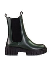 Amiatex Komfortní dámské zelené kotníčkové boty na plochém podpatku + Ponožky Gatta Calzino Strech, odstíny zelené, 37