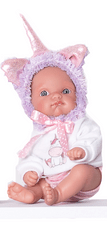 Antonio Juan Jednorožec fialový - realistická panenka miminko s celovinylovým tělem - 21 cm