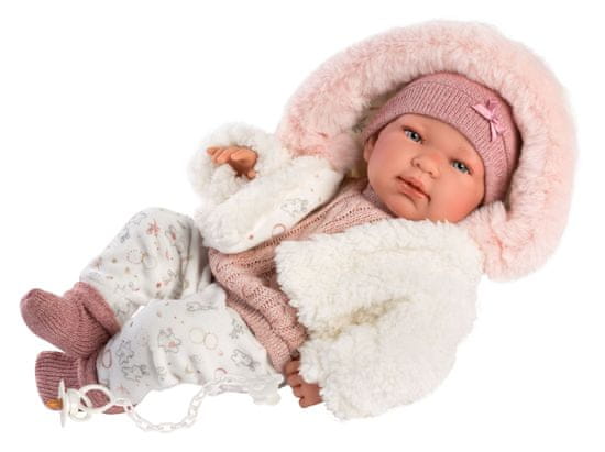 Llorens New born holčička - realistická panenka miminko s celovinylovým tělem - 43 cm