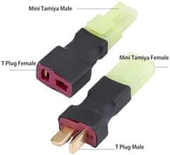 YUNIQUE GREEN-CLEAN 1 kus mini tamiya samec na T-plug samec konektor a 1 kus mini tamiya female to t-plug female konektor