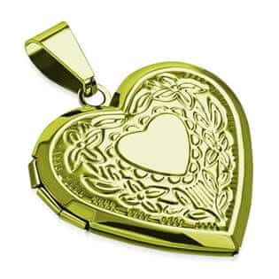 SPERKY4U Zlacený ocelový přívěšek - medailon otevírací - srdíčko s ornamenty