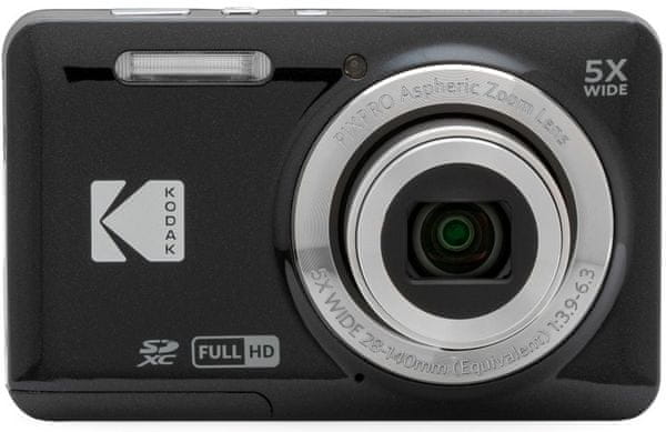  moderný kompaktný digitálny fotoaparát kodak fz55 videá hd fotorežimy 16mpx fotky detekcia tváre redukcia červených očí usb port a kábel liion batérie 