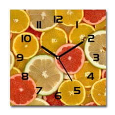 Wallmuralia Skleněné hodiny čtverec Citrusové ovoce bílé 30x30 cm