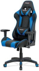 Autronic Kancelářská židle, modrá+černá ekokůže, houpací mech., plastový kříž KA-F03 BLUE