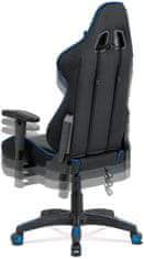 Autronic Kancelářská židle, modrá+černá ekokůže, houpací mech., plastový kříž KA-F03 BLUE