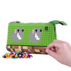 Pixie Crew Školní pouzdro Minecraft včetně pixelů zeleno-hnědé velké