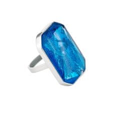 Preciosa Luxusní ocelový prsten s ručně mačkaným kamenem českého křišťálu Preciosa Ocean Aqua 7446 67 (Obvod 60 mm)
