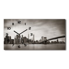 Wallmuralia Skleněné hodiny na stěnu Manhattan New York černé 60x30 cm