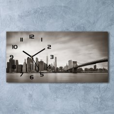 Wallmuralia Skleněné hodiny na stěnu Manhattan New York černé 60x30 cm