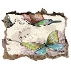 Wallmuralia Díra 3D foto tapeta nálepka Motýli a květiny 120x81 cm