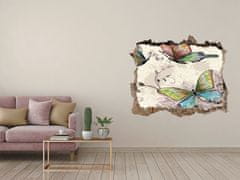 Wallmuralia Díra 3D foto tapeta nálepka Motýli a květiny 120x81 cm