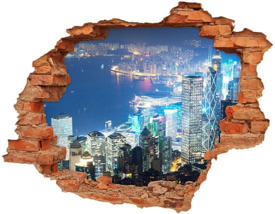Wallmuralia Samolepící díra na stěnu Hong kong noc