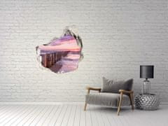 Wallmuralia Díra 3D ve zdi nálepka Dřevěný vlnolam 75x75 cm