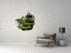 Wallmuralia Díra 3D ve zdi na stěnu Vodopád v lese 100x100 cm