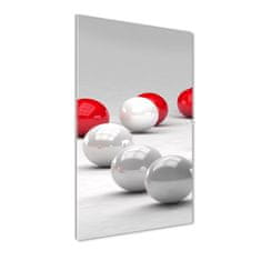 Wallmuralia Vertikální Fotoobraz na skle Červeno-bílé koule 50x100 cm 2 úchytky