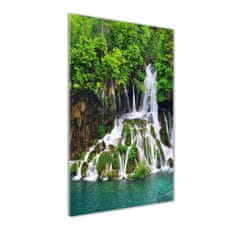 Wallmuralia Vertikální Foto obraz skleněný svislý Vodopád v lese 70x140 cm 4 úchytky