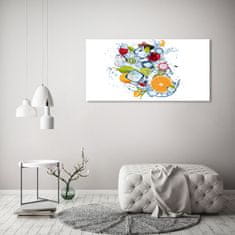 Wallmuralia Foto obraz skleněný horizontální Ovoce a led 125x50 cm 4 úchytky