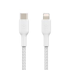 Belkin BoostCharge Lightning - USB-C opletený kabel 1m, bílý Bílá 2 metry