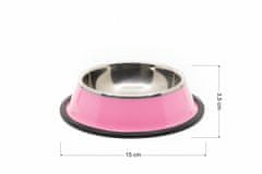 limaya Limaya nerezová miska pro psy a kočky s protiskluzovou gumou růžová 15 cm
