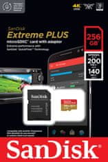 SanDisk Extreme PLUS/micro SDXC/256GB/200MBps/UHS-I U3 / Class 10/+ Adaptér