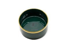 limaya Limaya keramická miska pro psy a kočky lesklá tmavě zelená se zlatým lemem 15,5 cm