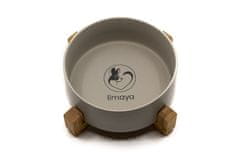 limaya Limaya keramická miska pro psy a kočky s dřevěným podstavcem šedá 13 cm