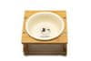 limaya Limaya keramická miska pro psy a kočky bílá s dřevěným podstavcem Z 17,5 cm