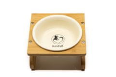 Limaya keramická miska pro psy a kočky bílá s dřevěným podstavcem Z 17,5 cm