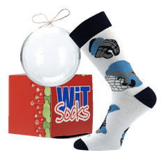 WiTSocks Veselé Ponožky Termo Hokej ve vánoční kouli + krabička, 43-46