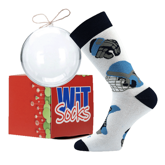 WiTSocks Veselé Ponožky Termo Hokej ve vánoční kouli + krabička